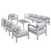 Modway EEI-5482-SLV-SET Shore Sunbrella® Fabric Outdoor Patio Aluminum 8 Piece Sectional Sofa Set