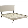 Modway MOD-5905-BEI Amaris King Fabric Platform Bed with Round Splayed Legs - Beige