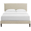 Modway MOD-5908-BEI Amaris Queen Fabric Platform Bed with Squared Tapered Legs - Beige