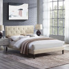 Modway MOD-5989-BEI Tarah King Fabric Platform Bed with Squared Tapered Legs - Beige