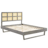 Modway MOD-6377 Sidney Cane and Wood King Platform Bed With Angular Legs