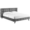 Modway Makenna Queen Performance Velvet Platform Bed Gray MOD-6081-GRY