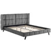 Modway Makenna Queen Performance Velvet Platform Bed Gray MOD-6081-GRY