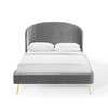 Modway Mira Upholstered Performance Velvet Queen Platform Bed Gray MOD-6131-GRY