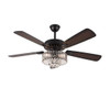 Homeroots Dark Brown Wooden and Faux Crystal Chandelier Ceiling Fan 475637 