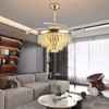 HomeRoots-Luxurious Gold Crystal Chandelier Ceiling Fan-475660