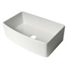 ALFI Brand ABFC3320S-W White Smooth Curved Apron 33" x 20" Single Bowl Fireclay Farm Sink with Grid