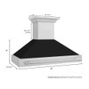 ZLINE 48" Stainless Steel Range Hood with Black Matte Shell and Stainless Steel Handle 8654STX-BLM-48