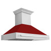 ZLINE 48" Stainless Steel Range Hood with Red Gloss Shell and Stainless Steel Handle 8654STX-RG-48