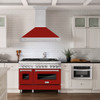 ZLINE 48" Stainless Steel Range Hood with Red Gloss Shell and Stainless Steel Handle 8654STX-RG-48