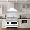 ZLINE 48" Stainless Steel Range Hood with White Matte Shell and Stainless Steel Handle 8654STX-WM-48