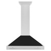 ZLINE 36" DuraSnow&reg; Stainless Steel Range Hood with Black Matte Shell and Stainless Steel Handle KB4SNX-BLM-36