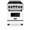 ZLINE Autograph Edition 24" 2.8 cu. ft. Range with Gas Stove and Gas Oven in DuraSnow&reg; Stainless Steel with White Matte Door and Matte Black Accents (RGSZ-WM-24-MB) RGSZ-WM-24-MB