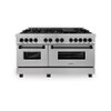 ZLINE Autograph Edition 60" 7.4 cu. ft. Dual Fuel Range with Gas Stove and Electric Oven in DuraSnow Stainless Steel with Matte Black Accents (RASZ-60-MB) RASZ-SN-60-MB