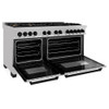 ZLINE Autograph Edition 60" 7.4 cu. ft. Dual Fuel Range with Gas Stove and Electric Oven in DuraSnow Stainless Steel with Matte Black Accents (RASZ-60-MB) RASZ-SN-60-MB