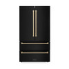 ZLINE 36" Autograph Edition 22.5 cu. ft Freestanding French Door Refrigerator with Ice Maker in Fingerprint Resistant Black Stainless Steel with Champagne Bronze Accents (RFMZ-36-BS-CB) RFMZ-36-BS-CB