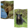 1" x 48" x 72" Multi Color Wood Canvas Bear  Screen