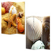 1 x 48 x 72 Multi Color Wood Canvas Sea Shell  Screen