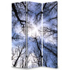 1" x 48" x 72" Multi Color Wood Canvas Forest  Screen