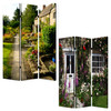 1" x 48" x 72" Multi Color Wood Canvas English Garden  Screen