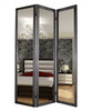 1 x 50 x 69 Black Glass & Wood Mirror  Screen