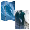 1 x 48 x 72 Multi Color Wood Canvas Wave  Screen