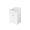 24" White Addington Vanity, Calacatta Vienna Quartz Vanity Top, undermount rectangle bowl