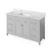 60" Grey Chatham Vanity, Calacatta Vienna Quartz Vanity Top, undermount rectangle bowl