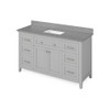 60" Grey Chatham Vanity, Steel Grey Cultured Marble Vanity Top, undermount rectangle bowl