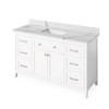 60" White Chatham Vanity, Calacatta Vienna Quartz Vanity Top, undermount rectangle bowl