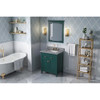 30" Forest Green Chatham Vanity, Steel Grey Cultured Marble Vanity Top, undermount rectangle bowl