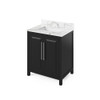 30" Black Cade Vanity, Calacatta Vienna Quartz Vanity Top, undermount rectangle bowl