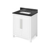 30" White Cade Vanity, Black Granite Vanity Top, undermount rectangle bowl