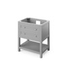 30" Grey Astoria Vanity, White Carrara Marble Vanity Top, undermount rectangle bowl