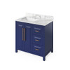 36" Hale Blue Cade Vanity, left offset, Calacatta Vienna Quartz Vanity Top, undermount rectangle bowl