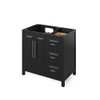 36" Black Cade Vanity, left offset, Calacatta Vienna Quartz Vanity Top, undermount rectangle bowl