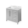 36" Grey Cade Vanity, left offset, Calacatta Vienna Quartz Vanity Top, undermount rectangle bowl