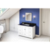 48" White Addington Vanity, Black Granite Vanity Top, undermount rectangle bowl