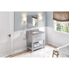 36" Grey Wavecrest Vanity, Steel Grey Cultured Marble Vanity Top, undermount rectangle bowl