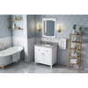 36" White Chatham Vanity, Steel Grey Cultured Marble Vanity Top, undermount rectangle bowl