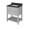 30" Grey Adler Vanity, Black Granite Vanity Top, undermount rectangle bowl