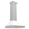 ZLINE 30" Autograph Edition DuraSnow Stainless Steel Range Hood with White Matte Shell and Champagne Bronze Handle KB4SNZ-WM30-CB