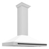 ZLINE 48" Autograph Edition DuraSnow Stainless Steel Range Hood with White Matte Shell and Matte Black Handle KB4SNZ-WM48-MB