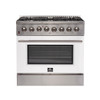 Forno Maniago - 36" Gold Freestanding Dual Fuel Range with White Door FFSGS6156-36WHT