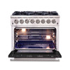 Forno Fratta - 36" Platinum Freestanding Dual Fuel Range with Black door FFSGS6187-36BLK