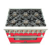 Forno Fratta - 36" Platinum Freestanding Dual Fuel Range with Red door FFSGS6187-36RED