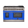 Forno Fratta - 48" Platinum Freestanding Dual Fuel Range with Blue door FFSGS6187-48BLU