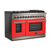 Forno Fratta - 48" Platinum Freestanding Dual Fuel Range with Red door FFSGS6187-48RED