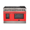 Forno Fratta - 48" Platinum Freestanding Dual Fuel Range with Red door FFSGS6187-48RED