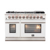 Forno Fratta - 48" Platinum Freestanding Dual Fuel Range with White door FFSGS6187-48WHT